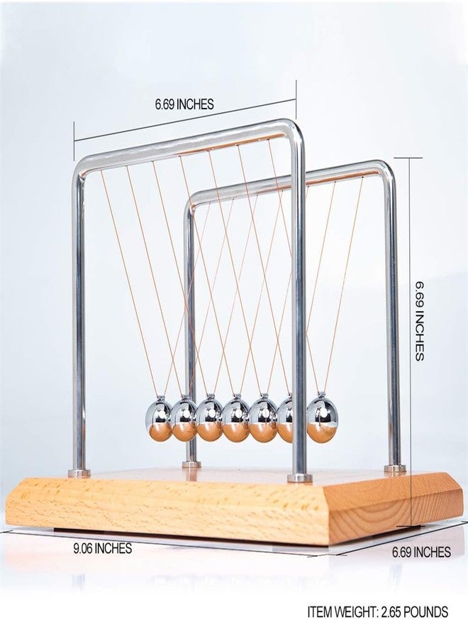 CERROPI Large Newtons Cradle Pendulum with 7 Balls, Physics Perpetual Motion Desk Toys for Office, Calm Down Fidgets, 50+ Sec Swingtime (Beech Base) - Image 4